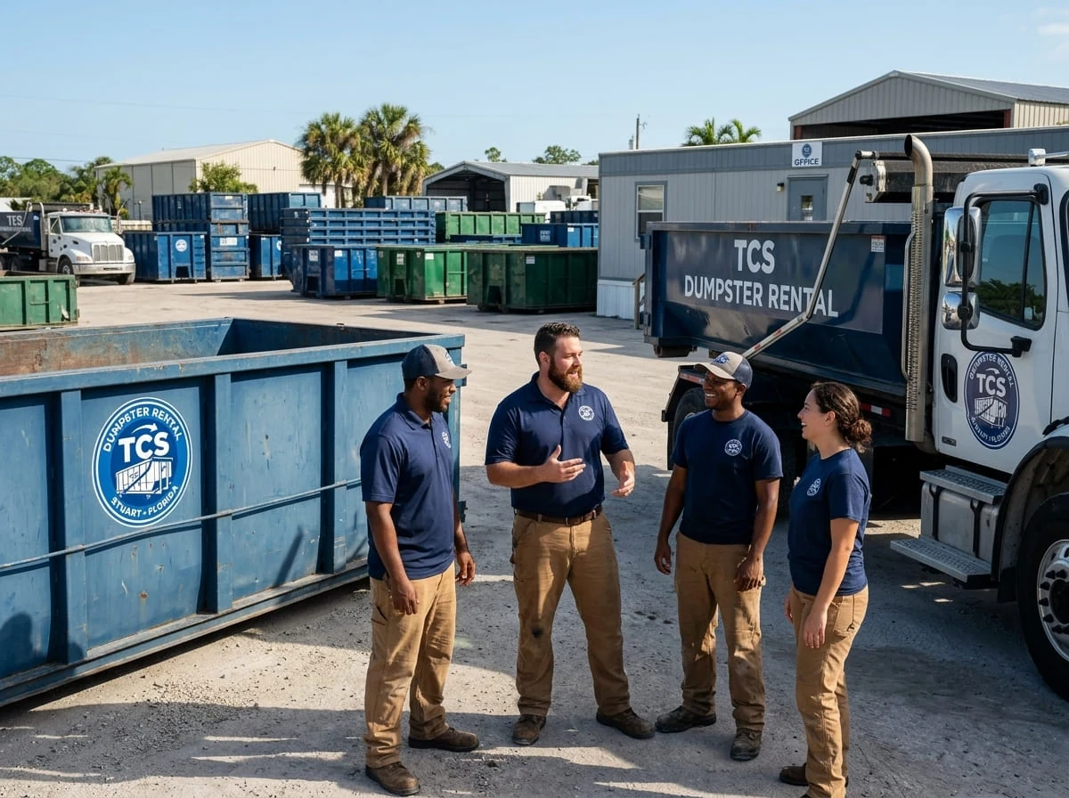The TCS Dumpster Rental team at our Stuart, FL yard The TCS Dumpster Rental team at our Stuart, FL yard